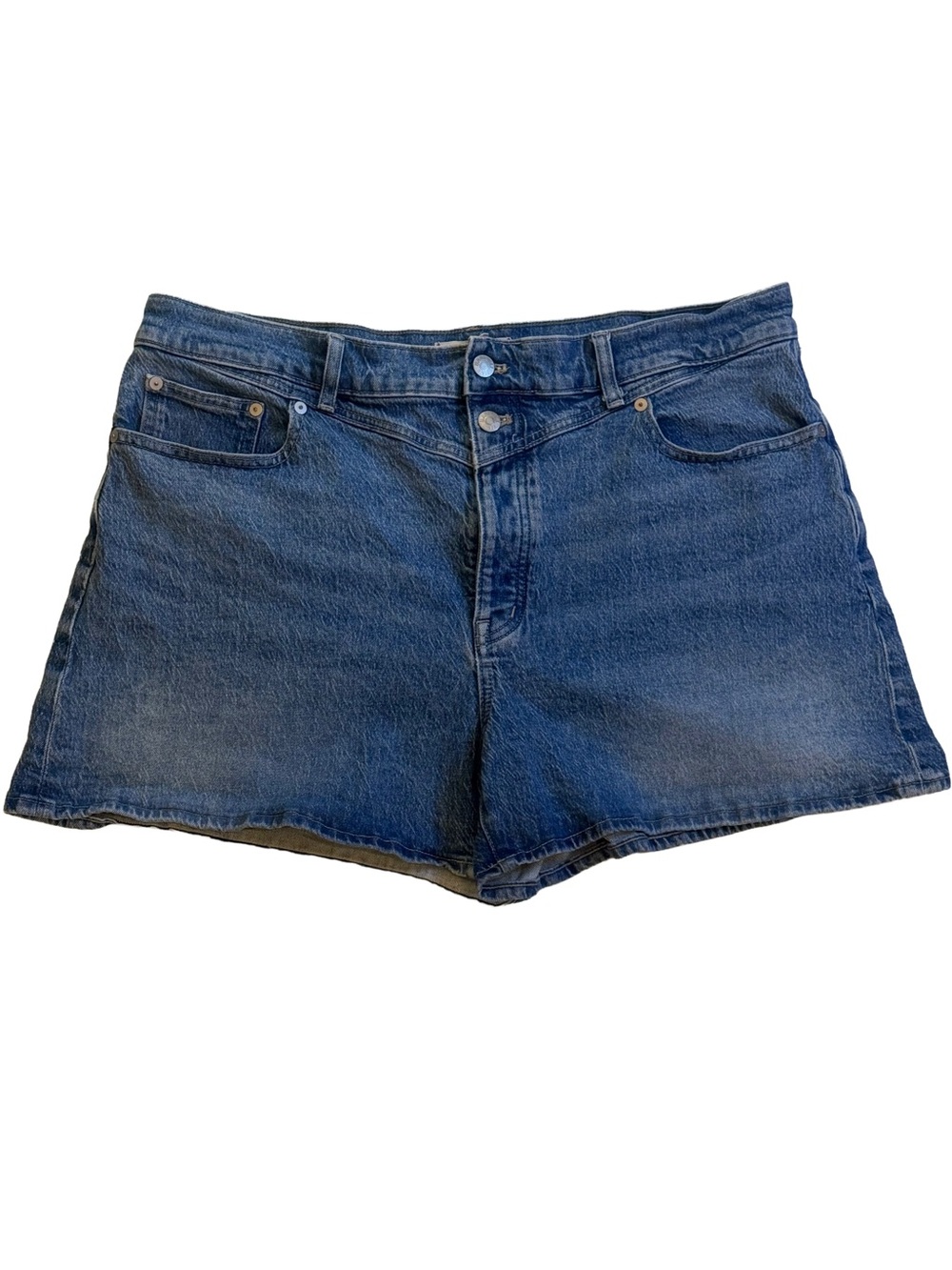 Madewell The Momjean Short Medium Wash 90s High-Rise Button Fly Size 33 EUC